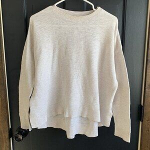 Lou & Grey Women's Cream Light Gray High-Low Hem Sweater Size M, Minimalist